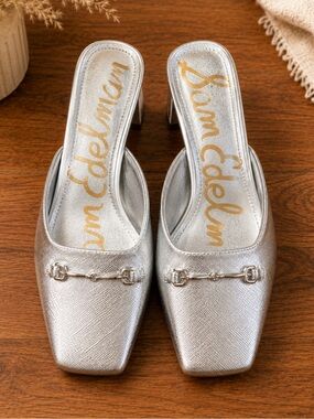 Sam Edelman Ollie Silver Metallic Mule Loafers